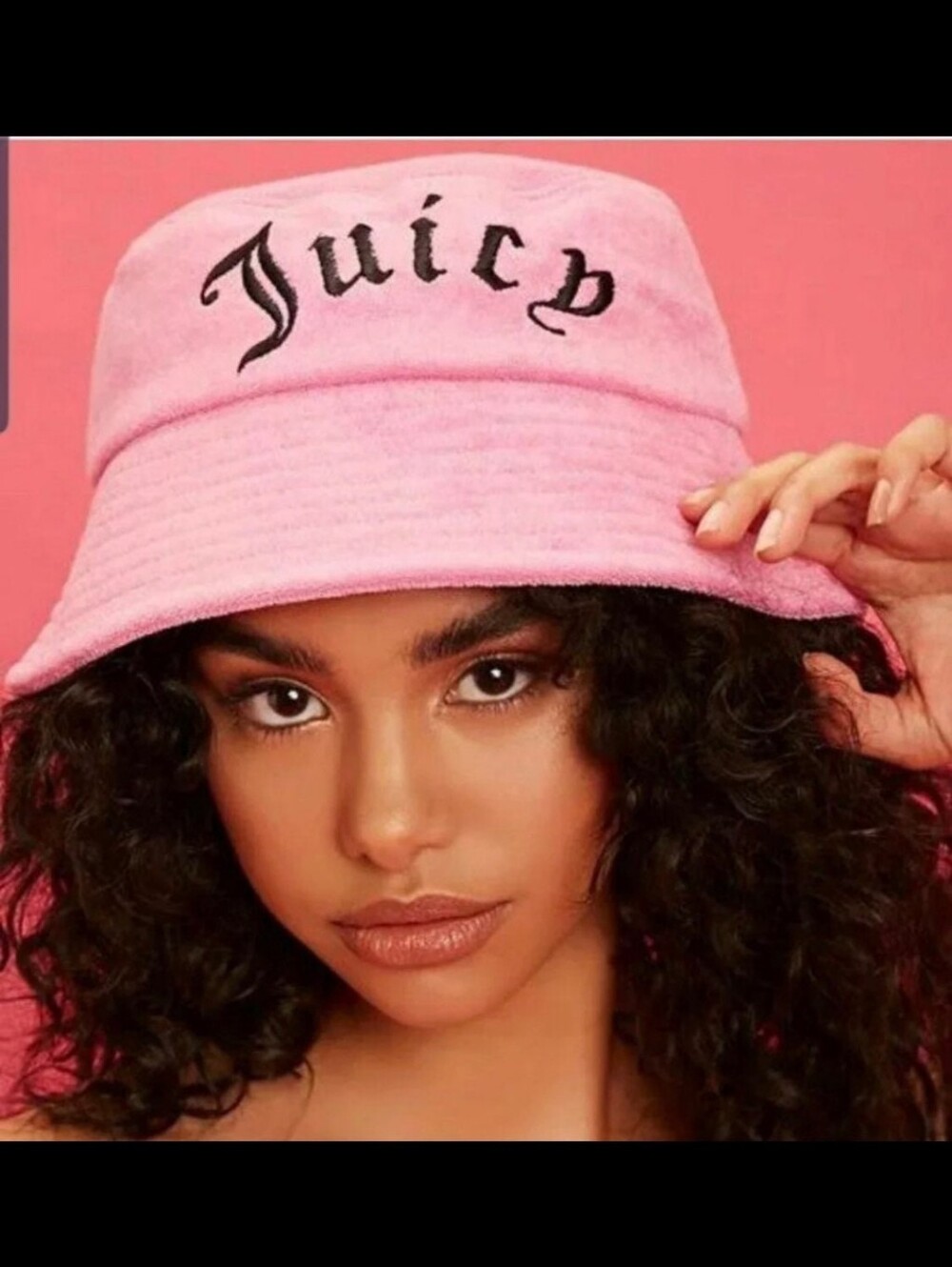 Juicy Couture Pink Velvet Bucket Hat Y2K Logo Cap